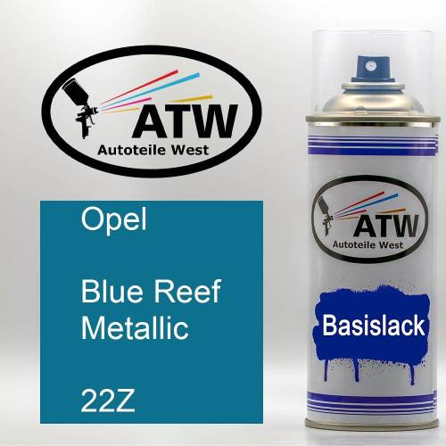 Opel, Blue Reef Metallic, 22Z: 400ml Sprühdose, von ATW Autoteile West.